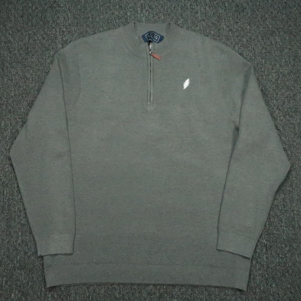Section 119 Sweater Men XXL Gray Grateful Dead Quarter Zip Pullover Wool Blend‎